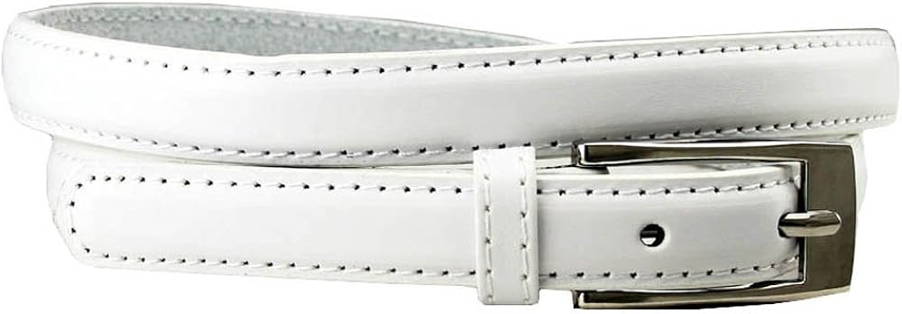 white skinny belt
