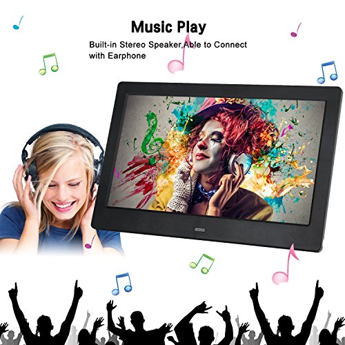 Acecharming Digital Photo Frame 10 Inch Metal Frame Electronic Picture Frame High Definition(720P) Video/Audio Player LCD Display 1024x600 USB/SD/MS/MMC Slot Support with Wireless Remote Control - Thumbnail 2