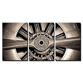 Vintage Propeller Aircraft Wall Decor x3 Panels