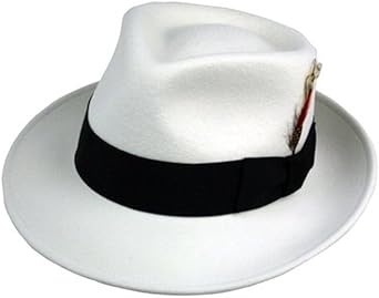 White fedora hat with black band Clearance