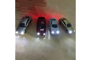 Ehlivhall N Scale Model Railway Lighted Cars 10 Pack LED Street Layout Accessories 1:160 Scale Miniature Vehicle Set 12V Oper
