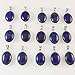 Sterling Silver Natural Dark Blue Lapis Lazuli Gemstone Oval Handcrafted Pendant Necklace 18+2 inches Chain