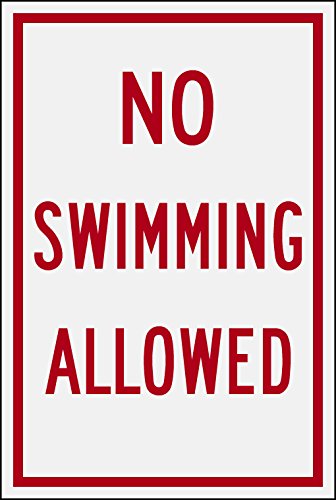 Highway Traffic Supply Plastic Sign, Legend No Swimming Allowed, Red on White 9