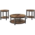 Amazon.com: Signature Design by Ashley Roybeck Rustic Round 3-Piece ...