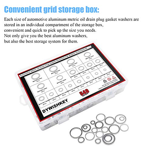 DYWISHKEY 540Pcs 18 Sizes Automotive Metric Oil Drain Plug Gasket