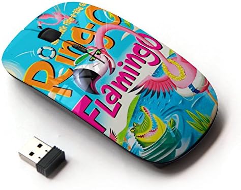 Planetar Colorful PrinTed Ultra-thin Wireless Optical 2.4Ghz Mouse - Black ( Ring-O Flamingo )