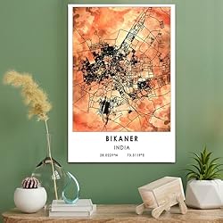 Bikaner Map Poster, India Map Art Poster, Map Decor