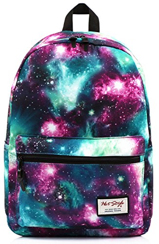 TRENDYMAX Galaxy Backpack Cute for School | 16"x12"x6" | Holds 15-inch Laptop | Green