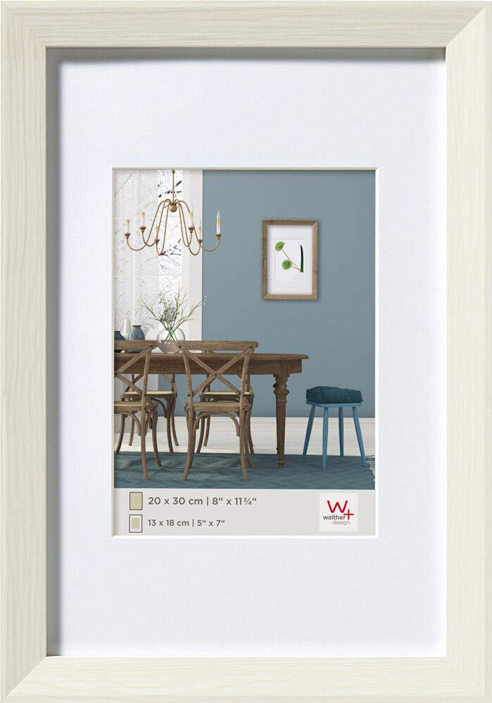 walther Design Picture Frame White 13 x 18 cm with PassepArtout, Fiorito Wooden Frame EF318W — image 1