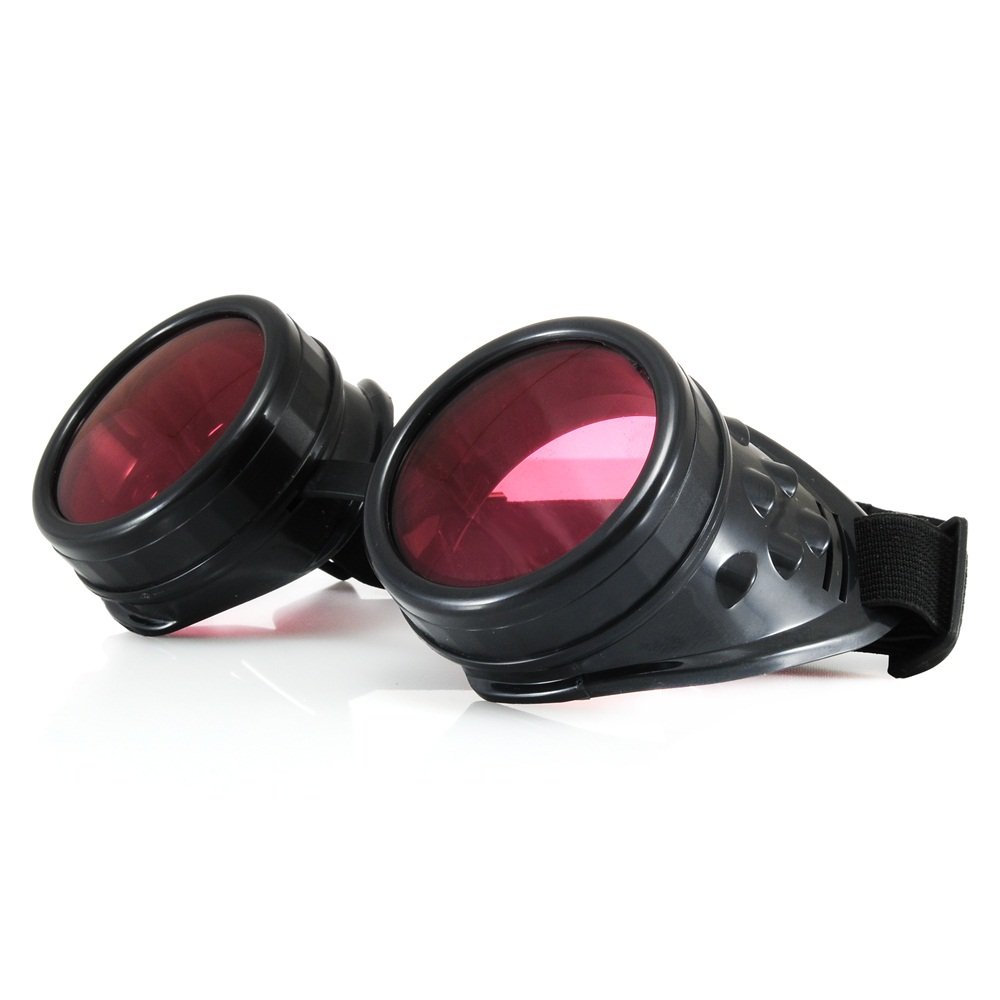 4sold Steampunk Copper Goggles, Black Style, Retro, UV 400 Protection, Unisex, Quick Delivery, Interchangeable Lenses