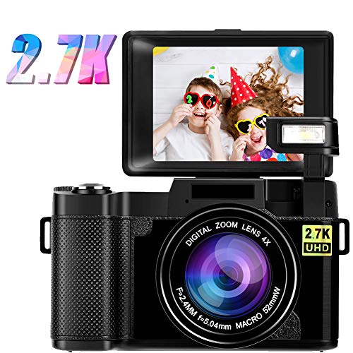 Cmara-Digital-Camara-de-Fotosa-27K-24MP-Camara-Compacta-Full-HD-para-Youtube-Camara-Fotos-con-Pantalla-giratoria-de-rotacin-de-180-Grados-de-30-Pulgadas-con-luz-de-Flash-retrctil