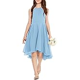 Galawaqe Fancy Kids Girls Junior Bridesmaid Dresses Girl Sleeveless Backless Crossed Straps Dress Wedding Prom Party Gowns