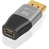 Duttek 32.4Gbps 8K Mini DisplayPort to to DisplayPort Adapter 8K@60Hz, DP 1.4 to Mini DP Extension Adapter Support Bi-Directional, Mini DP Female to DP Male Connector for Laptops, Game Consoles 1Pack