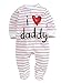 Newborn Baby Pure Cotton Long Sleeve Romper I Love Mommy Daddy Footed Jumpsuit (0-6 Months, Father Print)