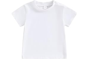 Tsseiatte Toddler Baby Boy Girl Short Sleeve Crew Neck T Shirt Pullover Sweatshirt Summer Basic Tee Solid Casual Clothes