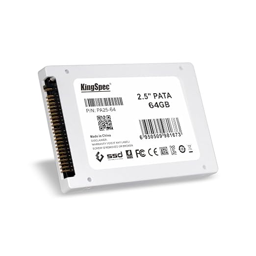 KingSpec SSD 64GB 2.5" PATA/IDE | Unità A Stato Solido MLC Con Controller SM2236, Garanzia 5 Anni