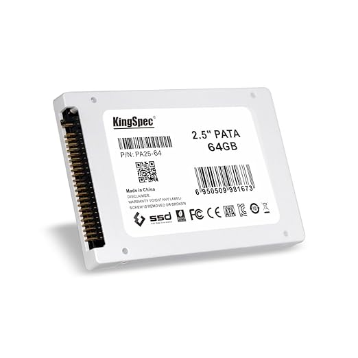 KingSpec SSD 64GB 2.5" PATA/IDE | Unità A Stato Solido MLC Con Controller SM2236, Garanzia 5 Anni