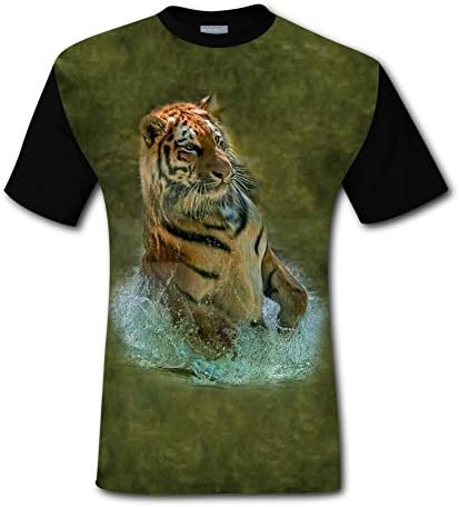 Yangjio Men Classic Lonely Tiger 3D Printed Short Sleeve XXL Tee