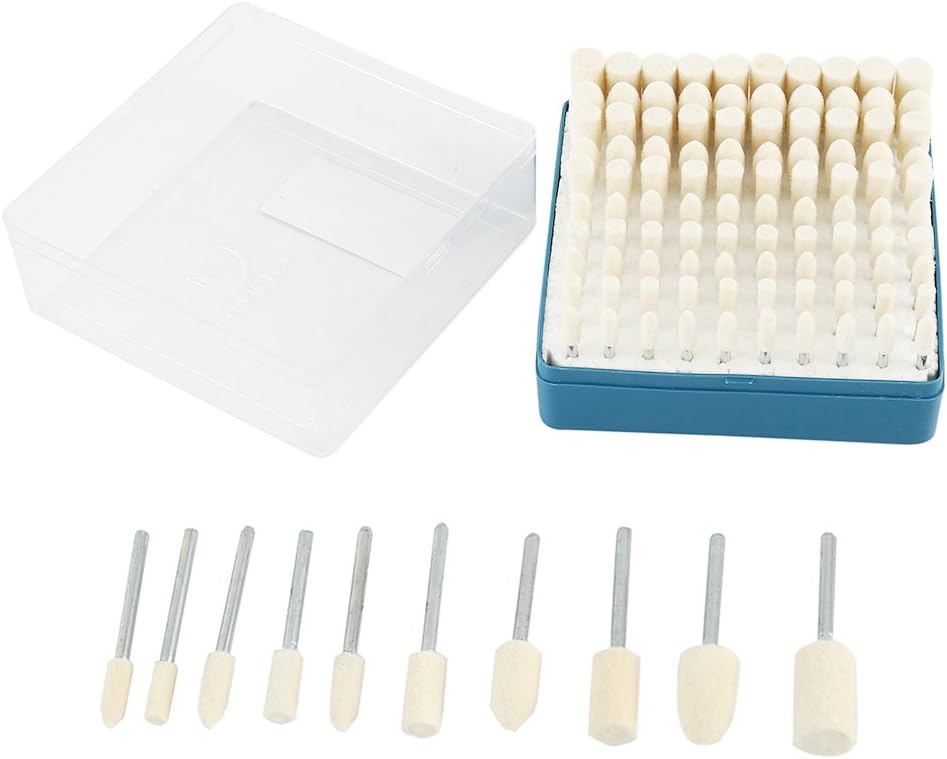100PCS Wool Felt Polishing Buffing Wheels Mandrel Mounted Polishing Head Grinding Bits 1/8 Inch Shank Hand for Dremel Rotary Tool Plastic Glass Metal Jewelry - Image 5