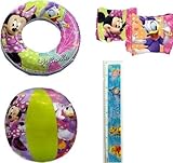 4-piece Minnie Mouse Pool Toy Swim Set: Disney Minnie Mouse Cartoon Characters Beach Ball (16