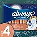 Always Ultra Thin Feminine Pads for Women, Size 4, Overnight Absorbency, with Wings, Unscented, 28 Count-Pack of 2 (56 Count Total)