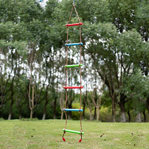 AQPAKEE Rainbow Climbing Rope ladders for Kids, Kids Ninja Course