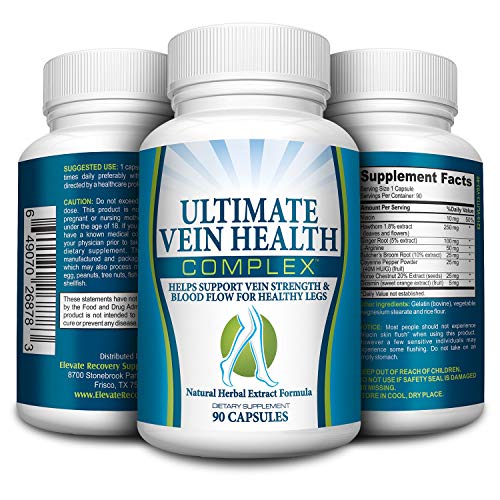 Natural Vein and Leg Health Support Circulation Supplement - Vitamins - Pills - Vein Supplements - 90 Capsules