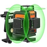 3D Green Beam Laser Level Self-leveling 3x360° Planes - 2x360° Vertical Lines & 1x360° Horizontal Line 131Ft,Magnetic Pivoting Base,Auxiliary Supporting Bracket&Carrying Bag Included - Tacklife SC-L08
