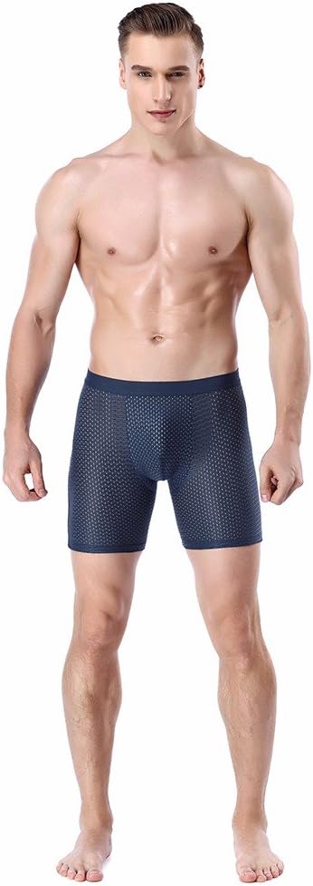 UNSKAM Mens Ice Silk Underwear Boxer Briefs Shorts Sexy Modal Underpants Sports Long Boxer Briefs Soft and Breathable Underpant Nightwear Sleepwear for Men