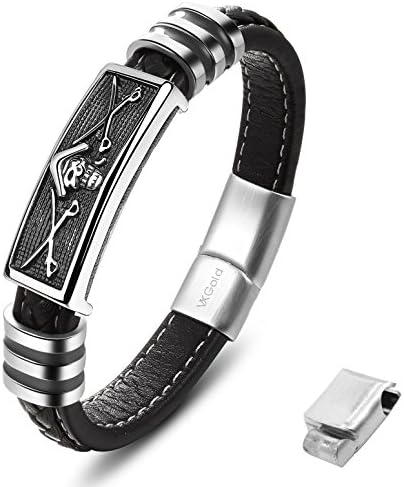 VXGold Quality Leather Mens Bracelet Pirate Style with Magnetic Clasp and Extension Buckle Adjustable (8.5 Inch + Extension Buckle)