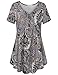 Bebonnie Womens Tops, Ladies Summer Tee Shirt Tunics Tops Pleated Casual Henley Shirts Brown L