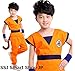 SSJ Dragonball Goku Style Costume 5-Piece Set [Satoru Mark Kids] Japanese Amime (S_43.3-47.2in, Orange)