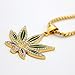 MCSAYS Man's Fashion Hip Hop Weed Hemp Leaves Marijuana Leaf Pendant 18K Gold Plated Hip Hop King Queen Pendant Necklace Gifts (Leaf)