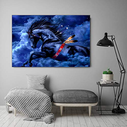 XLJ DIY 5D Diamond Painting Kits for Adults Home Wall Decor, Full Drill Diamond Painting for Kids, Crystal Rhinestone Diamond Embroidery Paintings Horse (11.8 x 15.8 in)