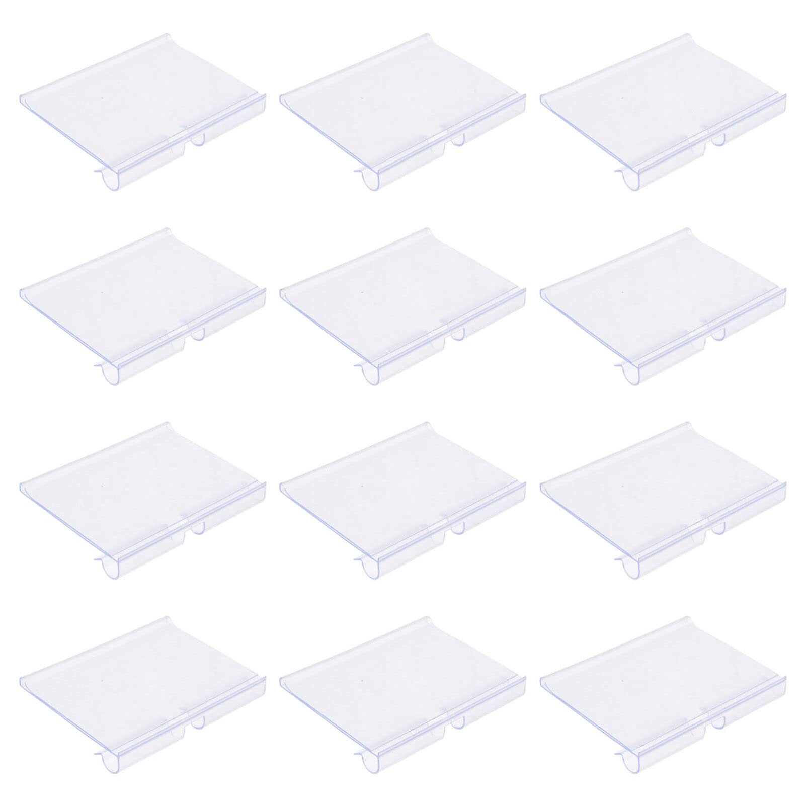 30 PCS Clear Plastic Label Holders for Wire Shelf Retail Label, Basket Labels Clip On Labels for Storage Bins, Merchandise Sign Display Holder for Supermarket Shop