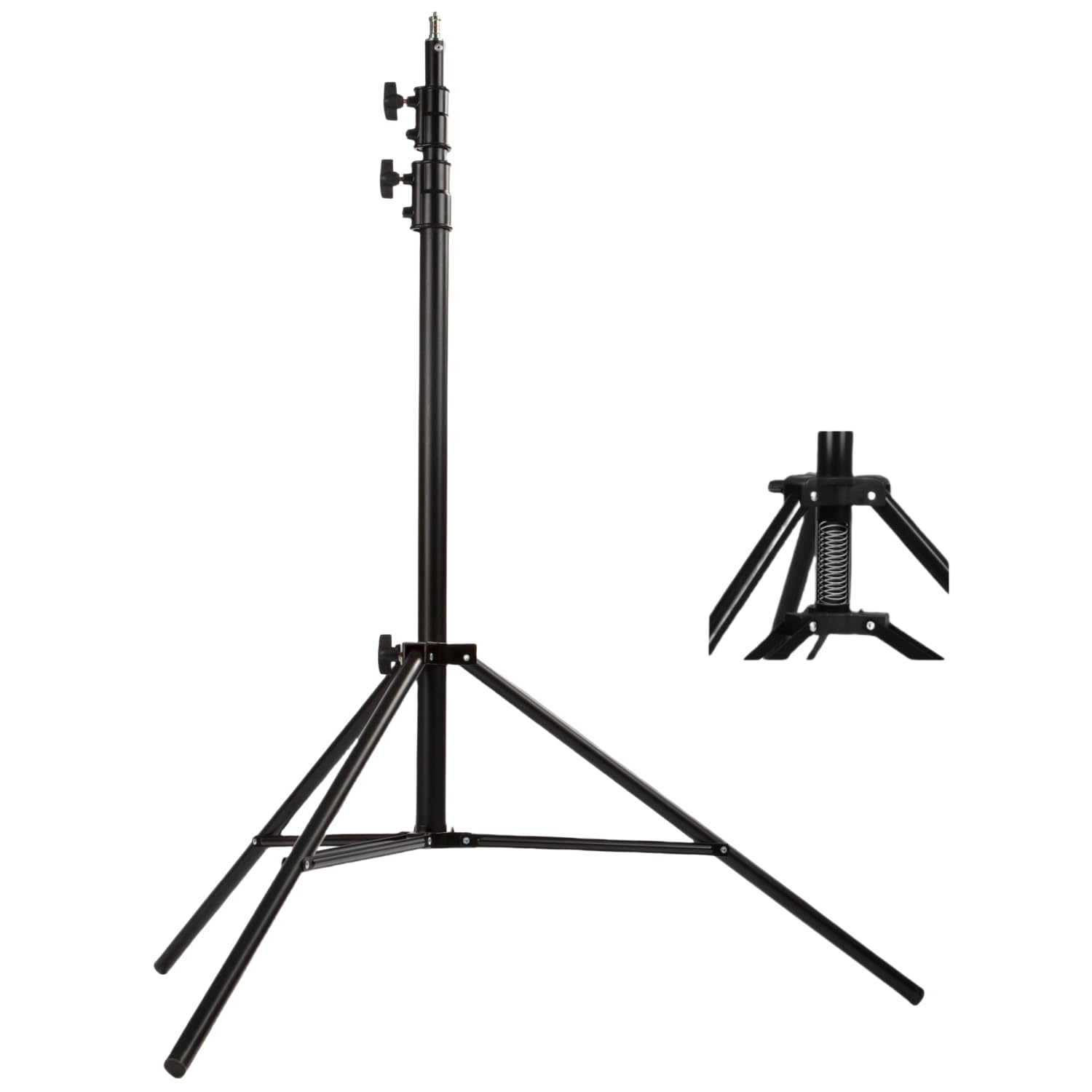PYXEL 290CM 9.5ft Spring-Cushioned Light Stand 3 Section Studio Large Stand Heavy Duty Stand Adjustable Tripod for Photography and Studio Equipment, Steel