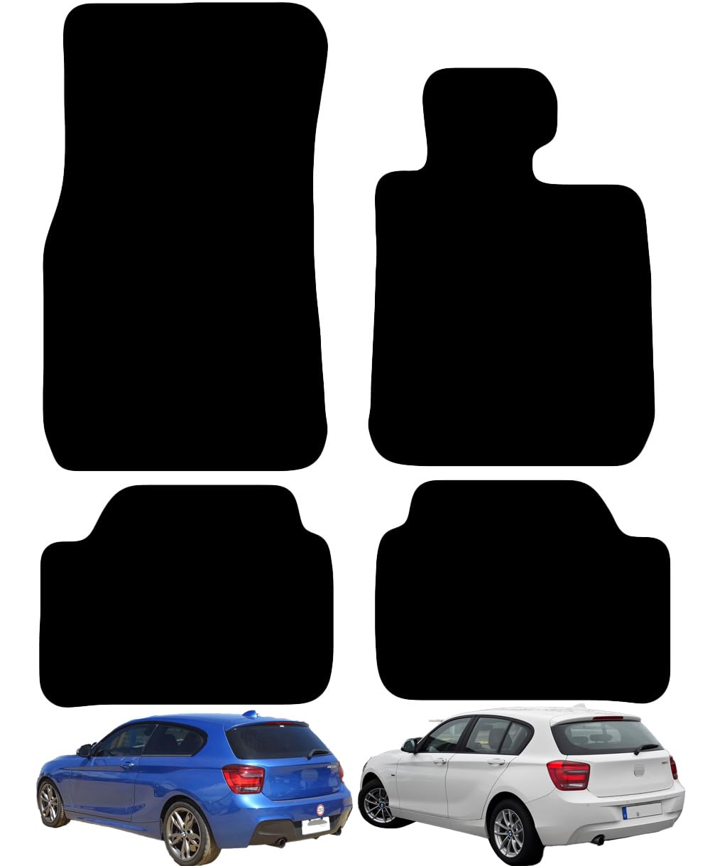 Carsio Carpet Car Mats For BMW 1 Series F20/F21 2011 to 2019 4 Piece Set Tailored Fit Floor Mat Complete Accessory Black Custom Fitted - All Weather, Anti-Slip Backing & Black Trim
