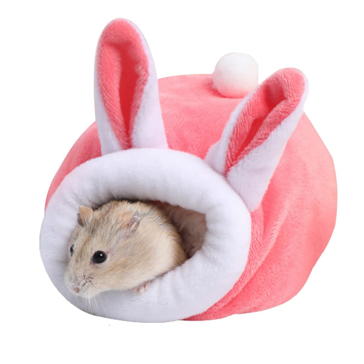 Jagowa 1 Pcs Hamster Hedgehog Bed Nest Pet Bed Cute Winter House Warm Sleeping for Small Animals (Pink)