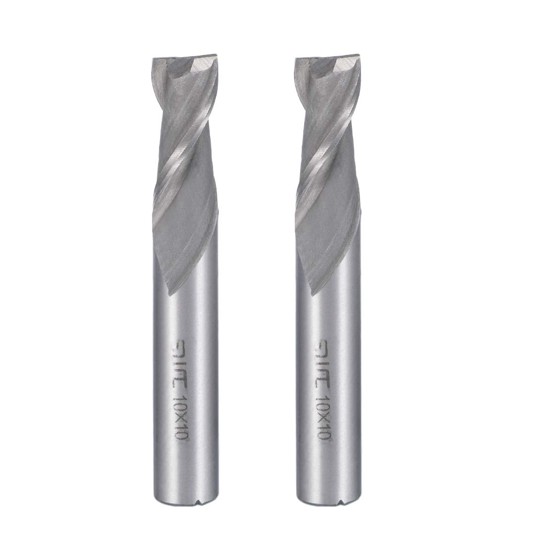 sourcingmap 2pcs 10mm Shank 10mm x 22mm Straight Flat Nose End Mill Cutter CNC Router Bits 2 Flute