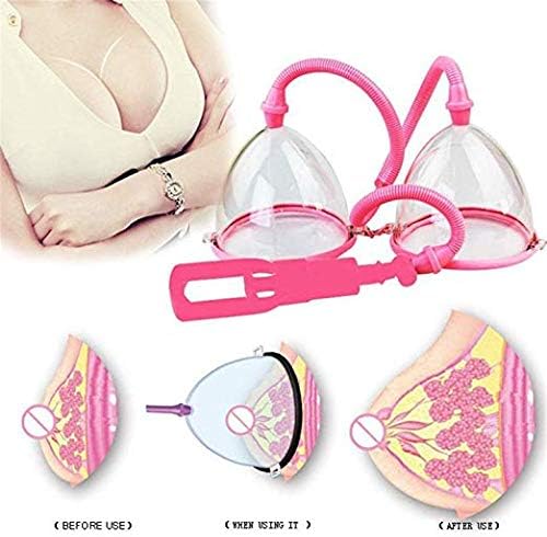 SuperFuN Pink Woman Brêást Enlargement Beauty Double Vacuum Sùcking Cup Chest Increase Growth Enhancer with Manual Pump