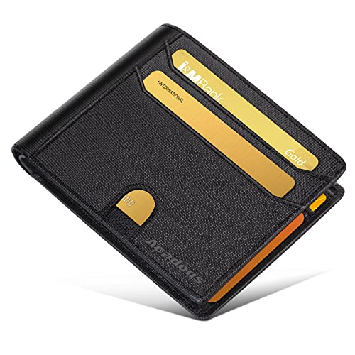 Acadous Genuine Leather Wallet for Men, Slim Mens Wallets with 14 Card Slots, 2 Clear ID Windows, RFID Blocking and Gift Box, Front Pocket Money Clip for Grandfather/Dad/Husband/Boyfriend/Friend