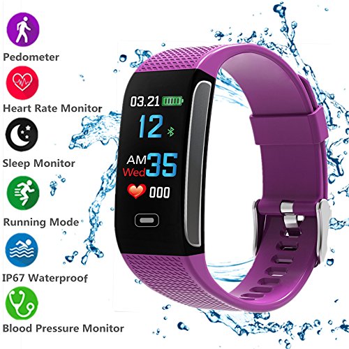 beaulyn 2018 New Updated Fitness Tracker with Pedometer Heart Rate Monitor Calories Burned Smart Bracelet Bluetooth IP67 Waterproof Color Screen for Android and iOS Phone Kids Men Women