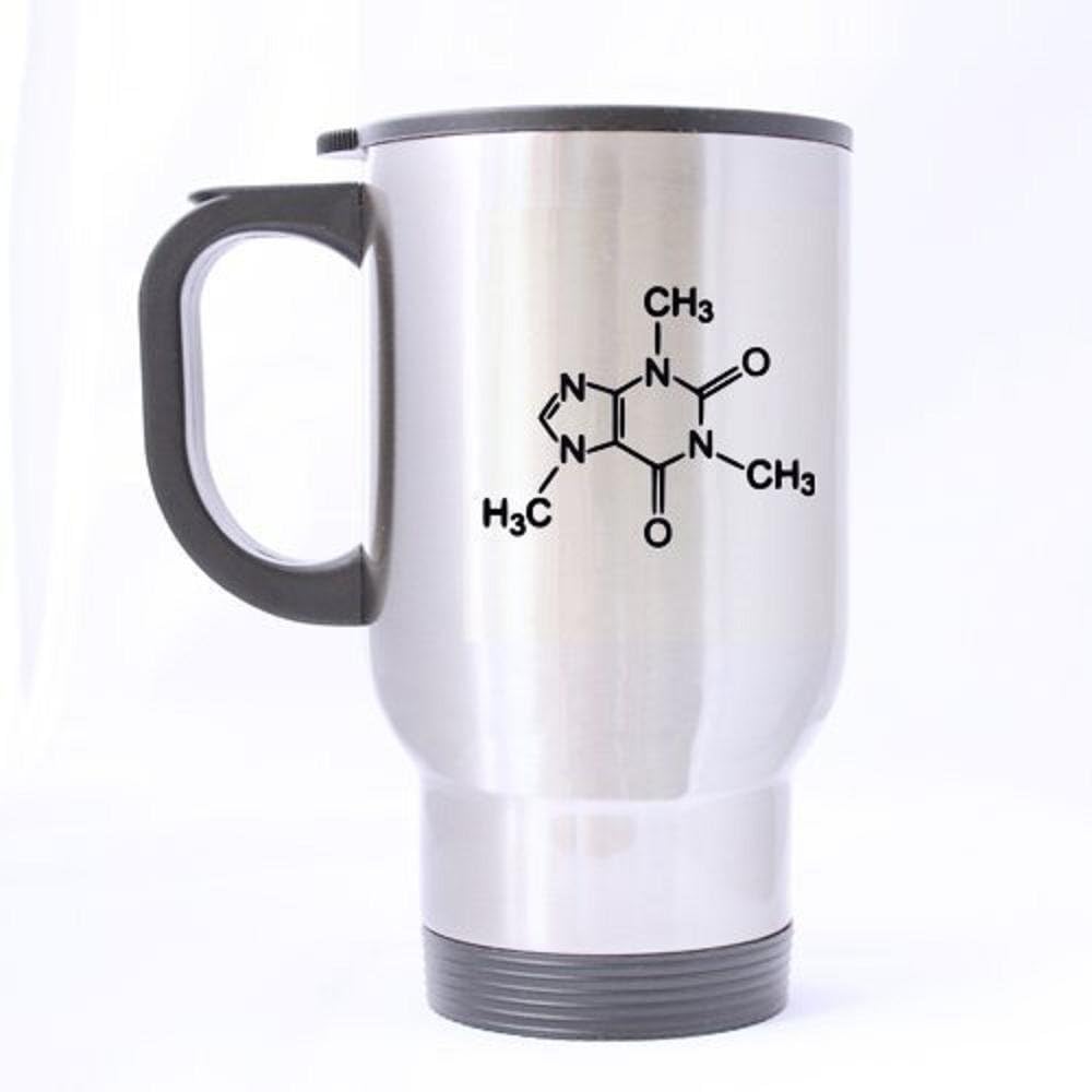 caffeine molecule Custom Travel Mug (sliver)