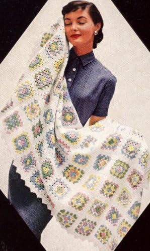 Vintage Crochet PATTERN to make - Baby Blanket Afghan Block Motif Granny. NOT a finished item. This is a pattern and/or instructions to make the item only.