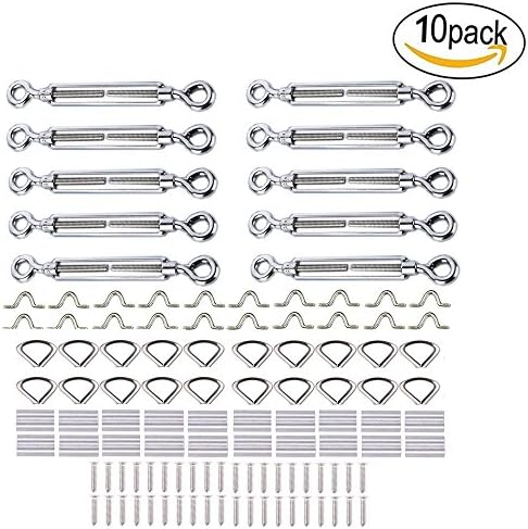 Tonxi Heavy Duty Cable Railing Hardware Stainless Railing Hardware For Wood Posts, DIY Balustrade Kit With Jaw Swage Fork Turnbuckle