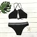 Cupshe Fashion Women's Stripe Splicing Front Cutout Padding Bikini Bathing Suit (M, Black)