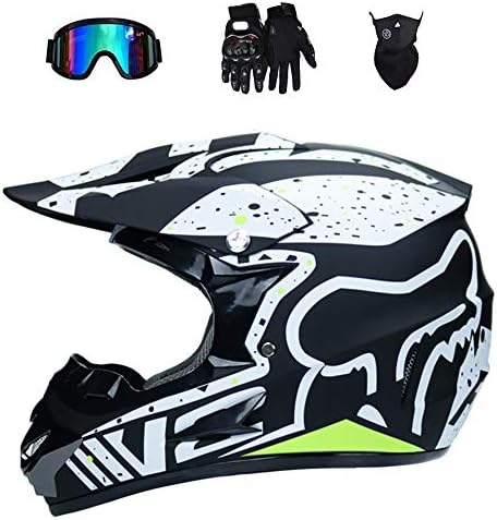 Motocross Helmet Off Road Motorcycle Dirt Bike ATV D.O.T Certified Dual Sport Endurance Race Helmet/Multicolor Goggles/Mask/Racing Gloves Black S-XL