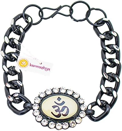 Karmashya Om Aum Bracelet Wristband Wrist Band Yoga Hindu Mala Silver Plated Meditation Om