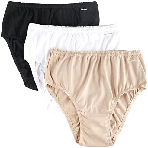 3 Pack Eva Women's Cotton Comfortable Hipster Panties (Medium, White/Black/Beige)