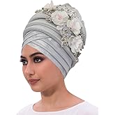 Gold Color Turban Cap for Women Diamonds Flower African Female Head Wraps Bonnet Nigeria Autogele Headtie